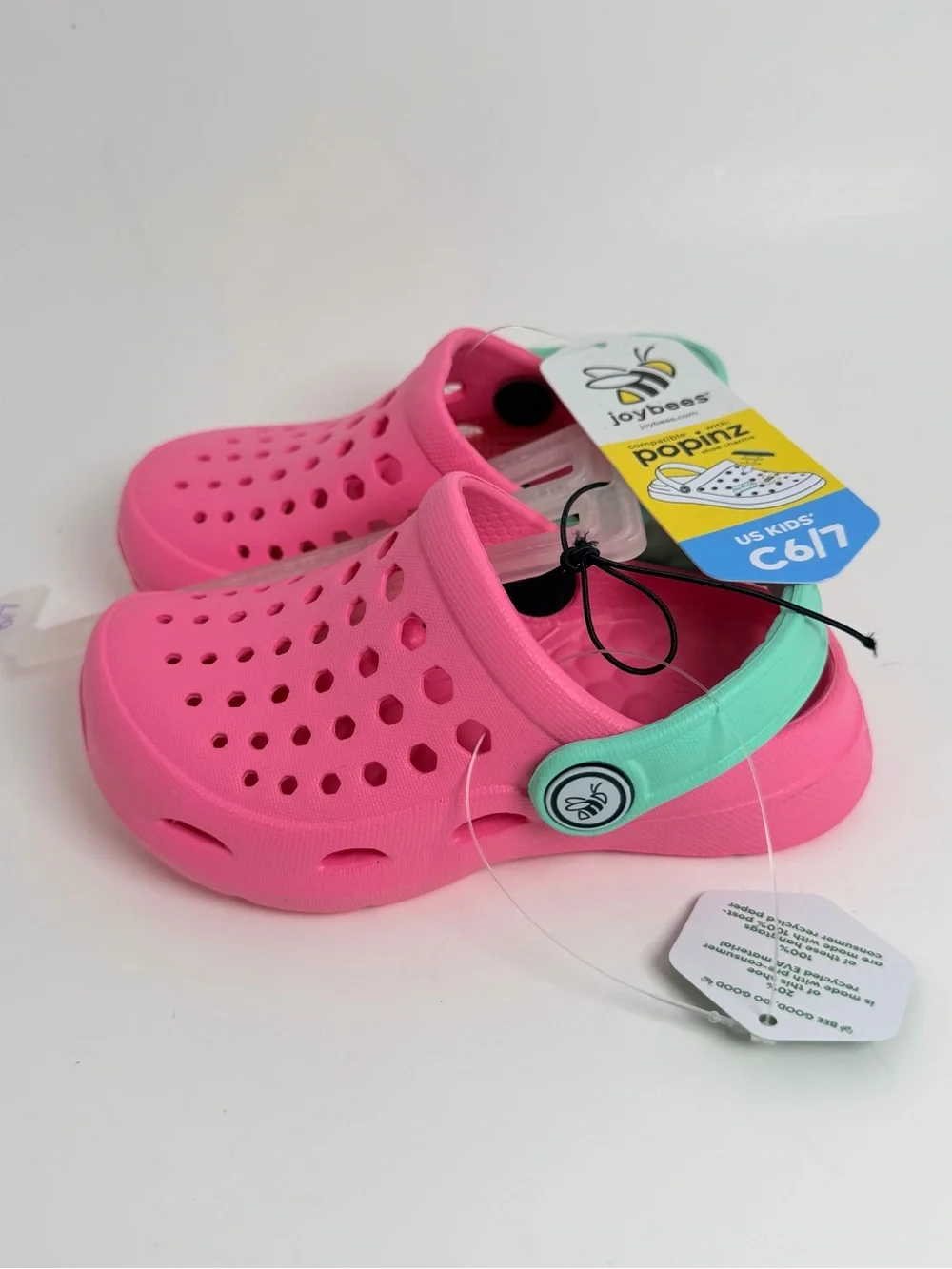 Joybees Kids Poppinz Slip-On Clog Sandals - Pink with Mint Strap